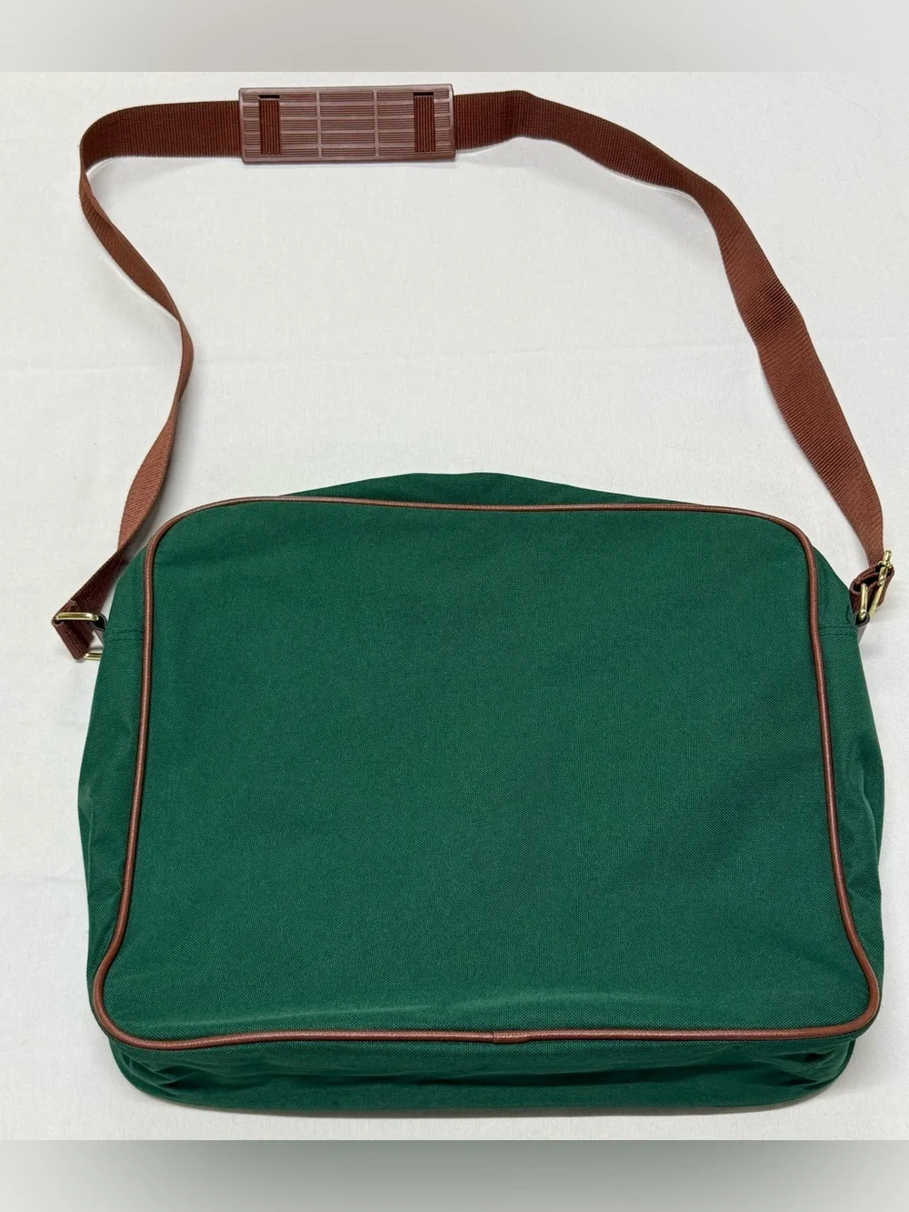 Vintage Polo by Ralph Lauren Dark Green Messenger Bag with Brown Trim